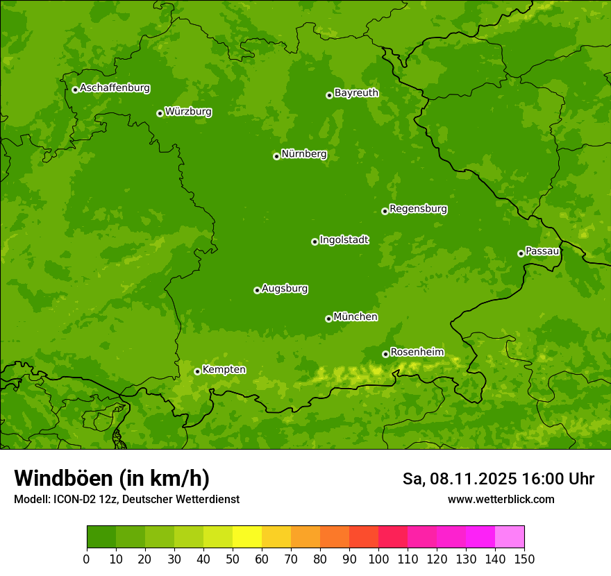 Modellkarten Windgeschwindigkeit