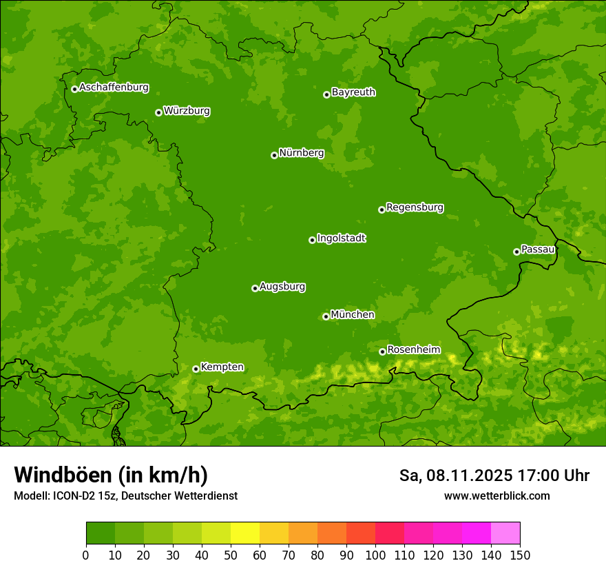 Modellkarten Windgeschwindigkeit