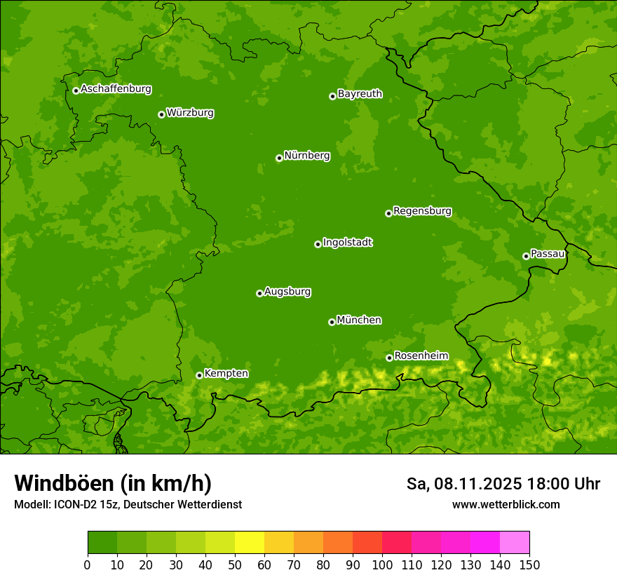 Modellkarten Windgeschwindigkeit