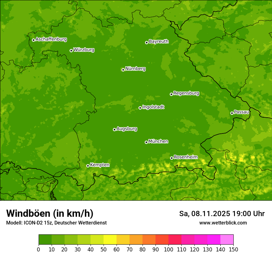 Modellkarten Windgeschwindigkeit