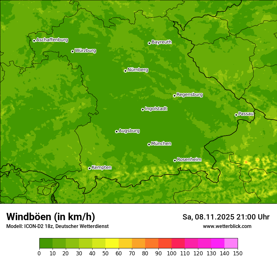 Modellkarten Windgeschwindigkeit