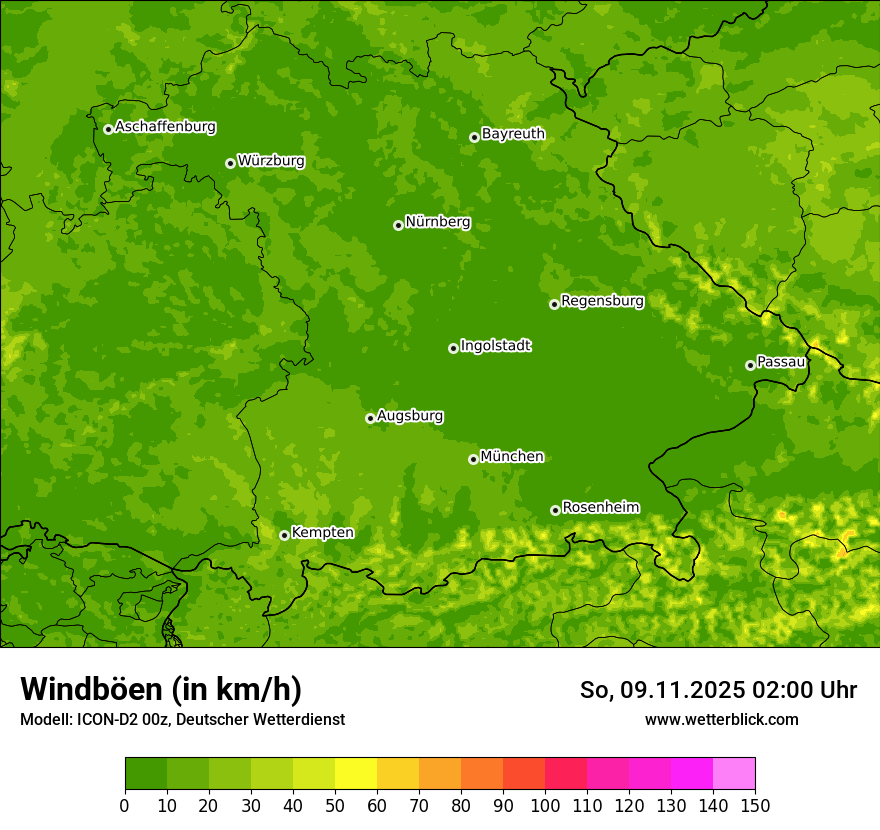 Modellkarten Windgeschwindigkeit