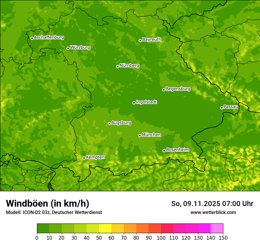 Modellkarten Windgeschwindigkeit