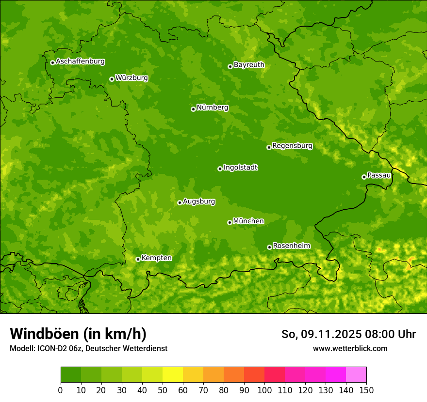Modellkarten Windgeschwindigkeit