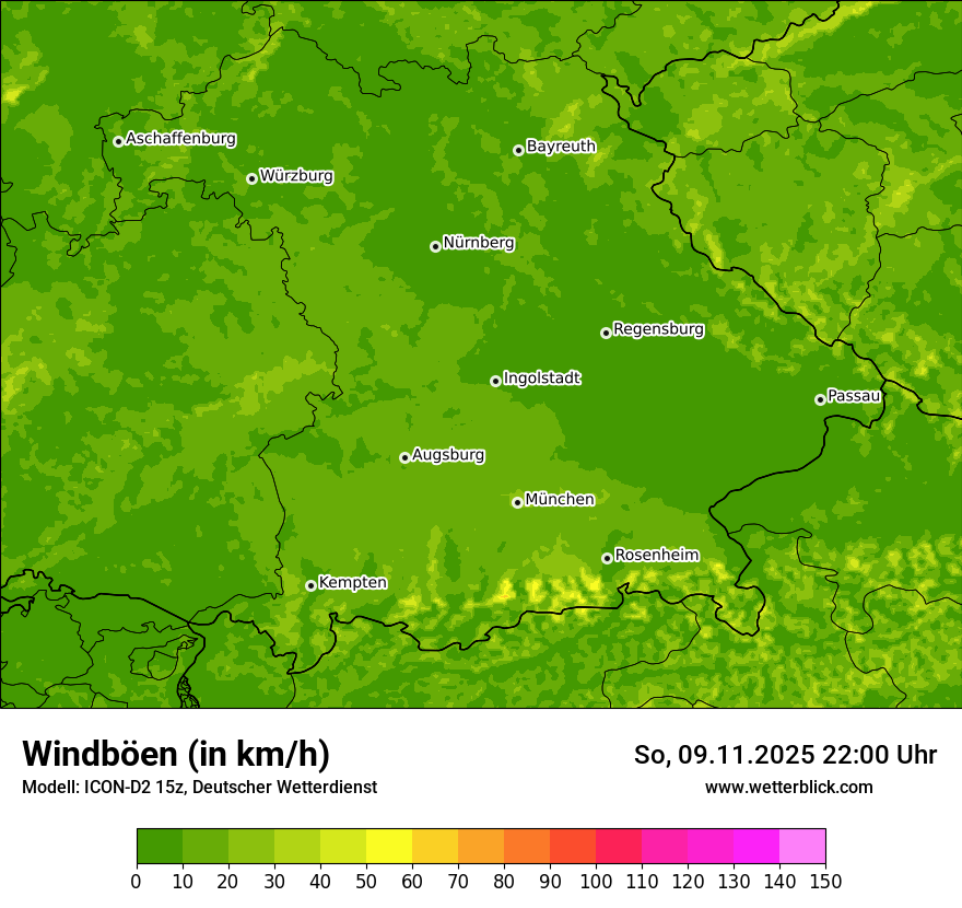 Modellkarten Windgeschwindigkeit