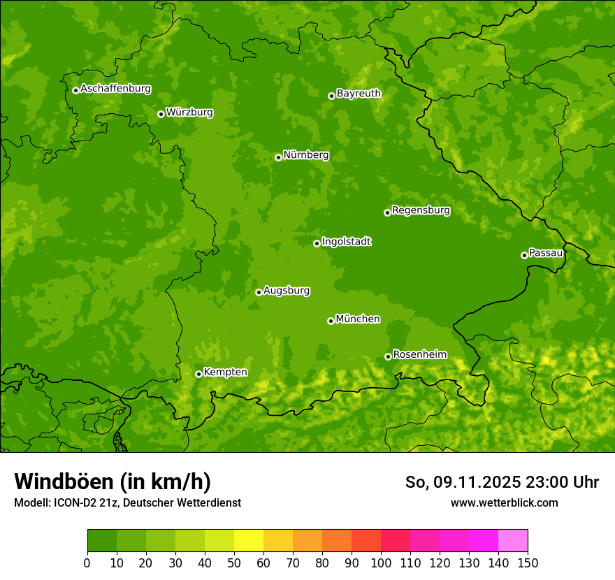 Modellkarten Windgeschwindigkeit