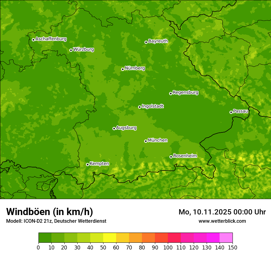 Modellkarten Windgeschwindigkeit