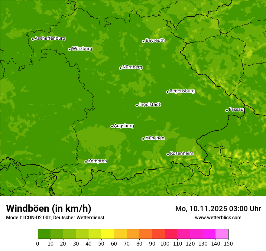 Modellkarten Windgeschwindigkeit