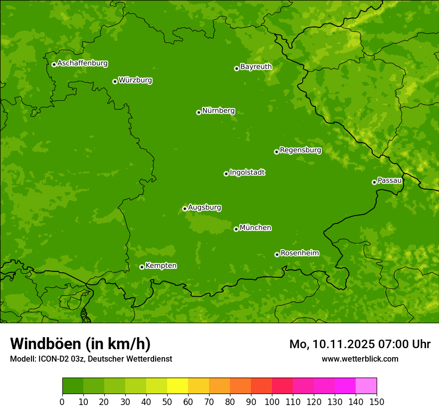 Modellkarten Windgeschwindigkeit