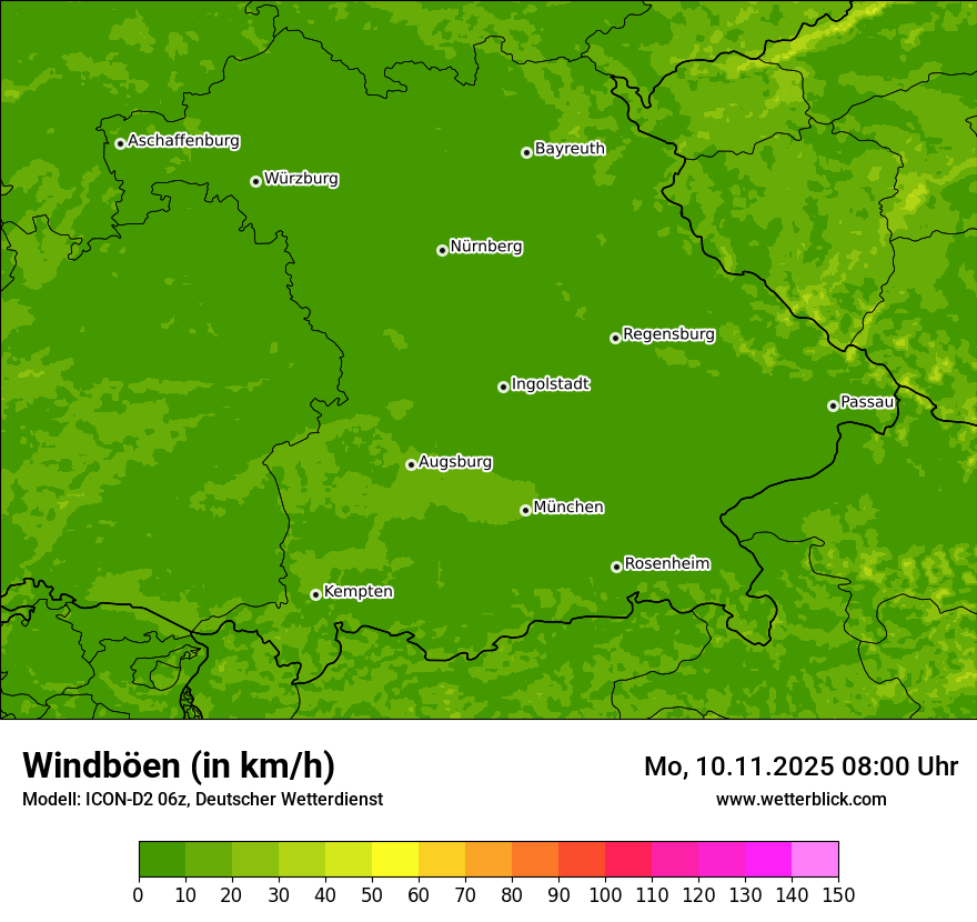 Modellkarten Windgeschwindigkeit