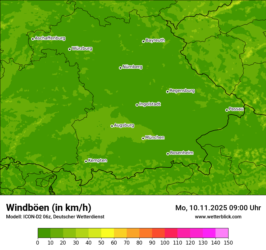 Modellkarten Windgeschwindigkeit