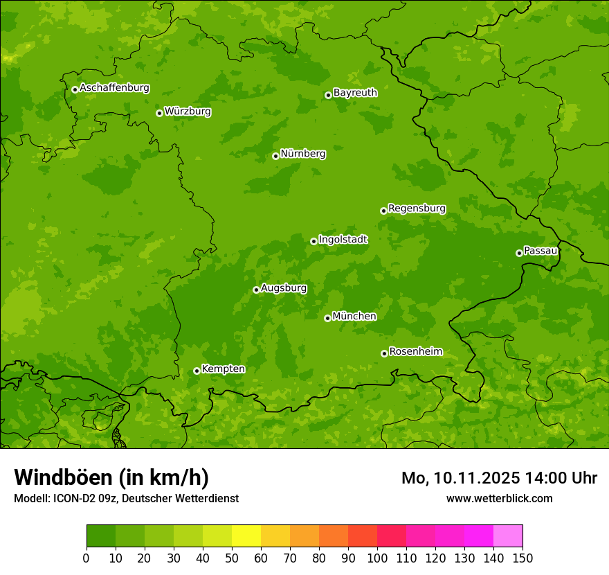 Modellkarten Windgeschwindigkeit