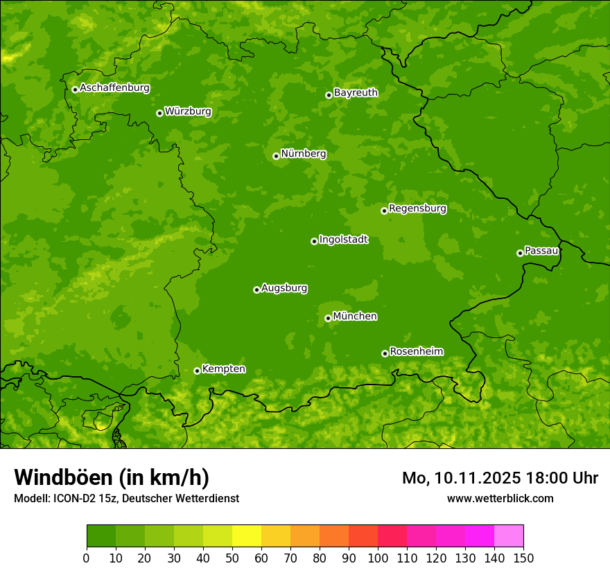 Modellkarten Windgeschwindigkeit