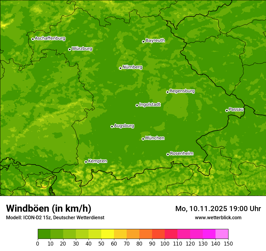 Modellkarten Windgeschwindigkeit