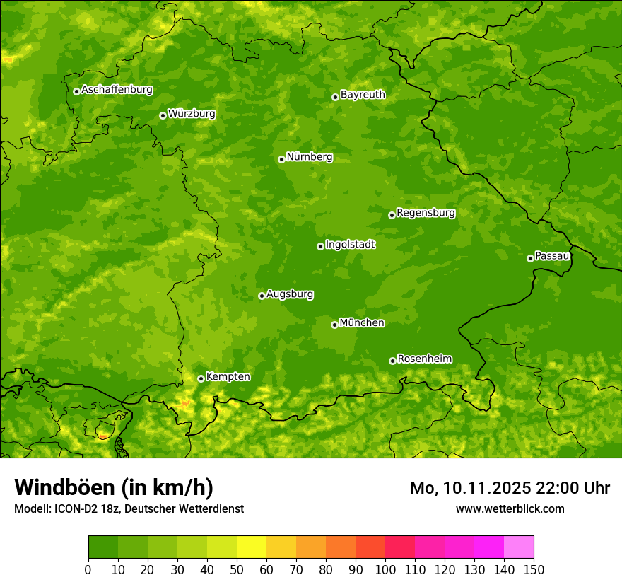 Modellkarten Windgeschwindigkeit