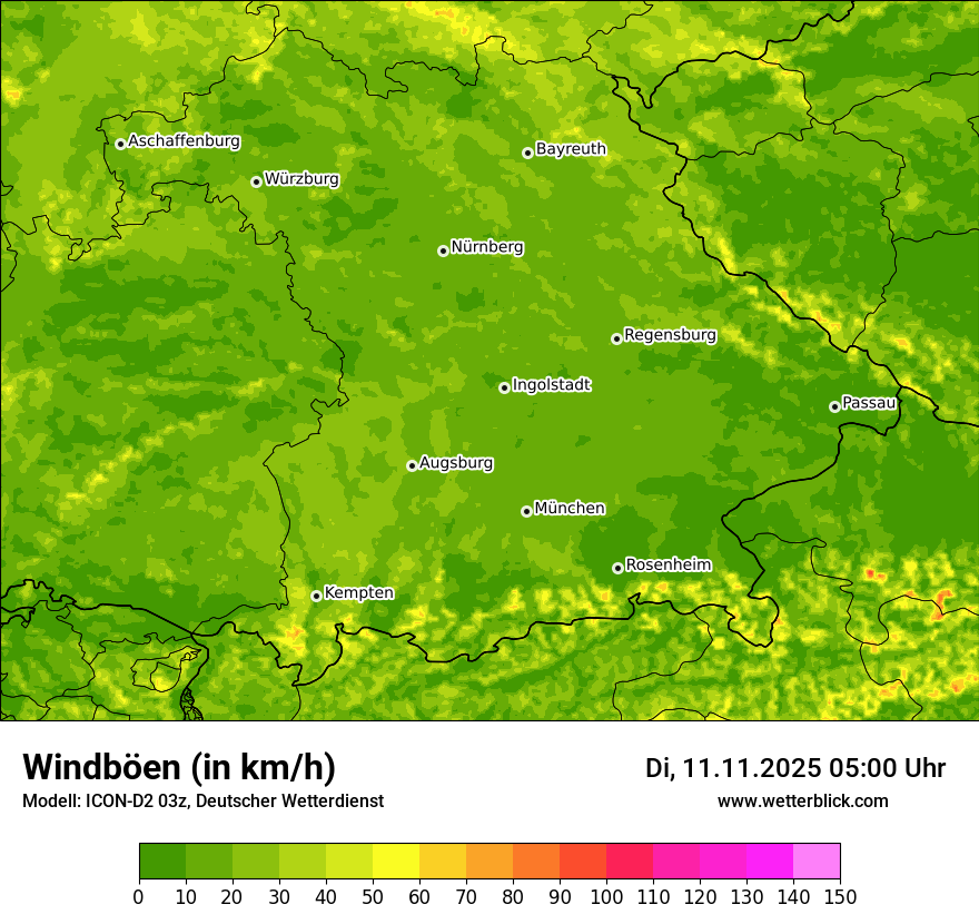Modellkarten Windgeschwindigkeit