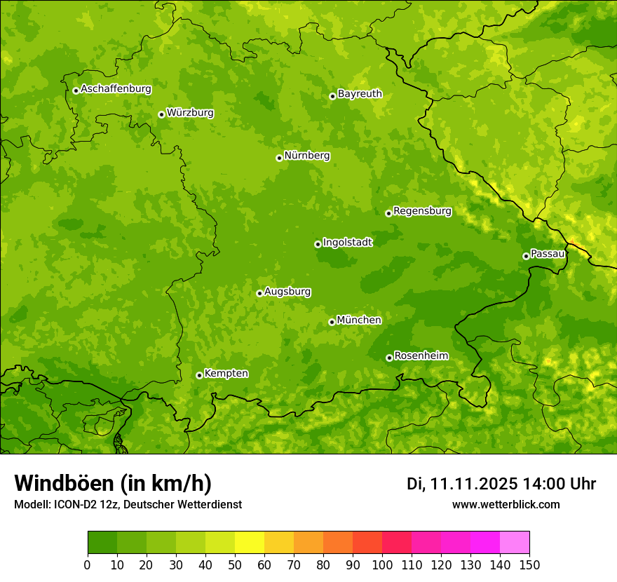 Modellkarten Windgeschwindigkeit