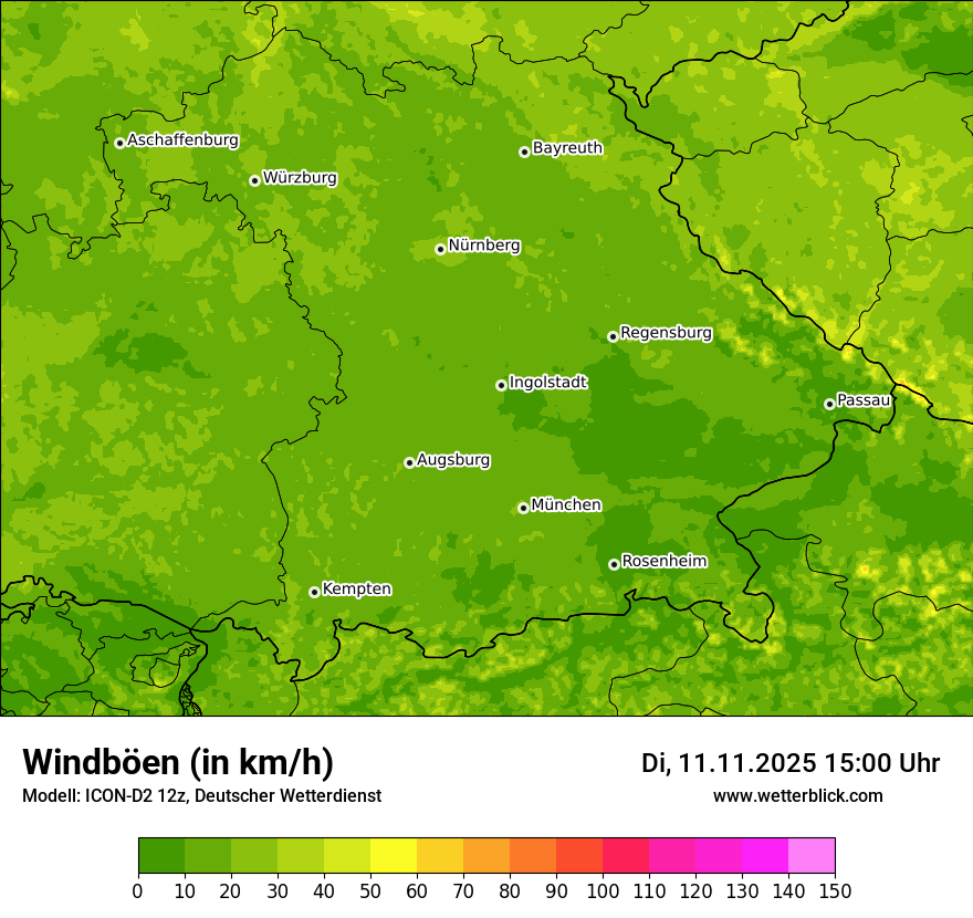 Modellkarten Windgeschwindigkeit
