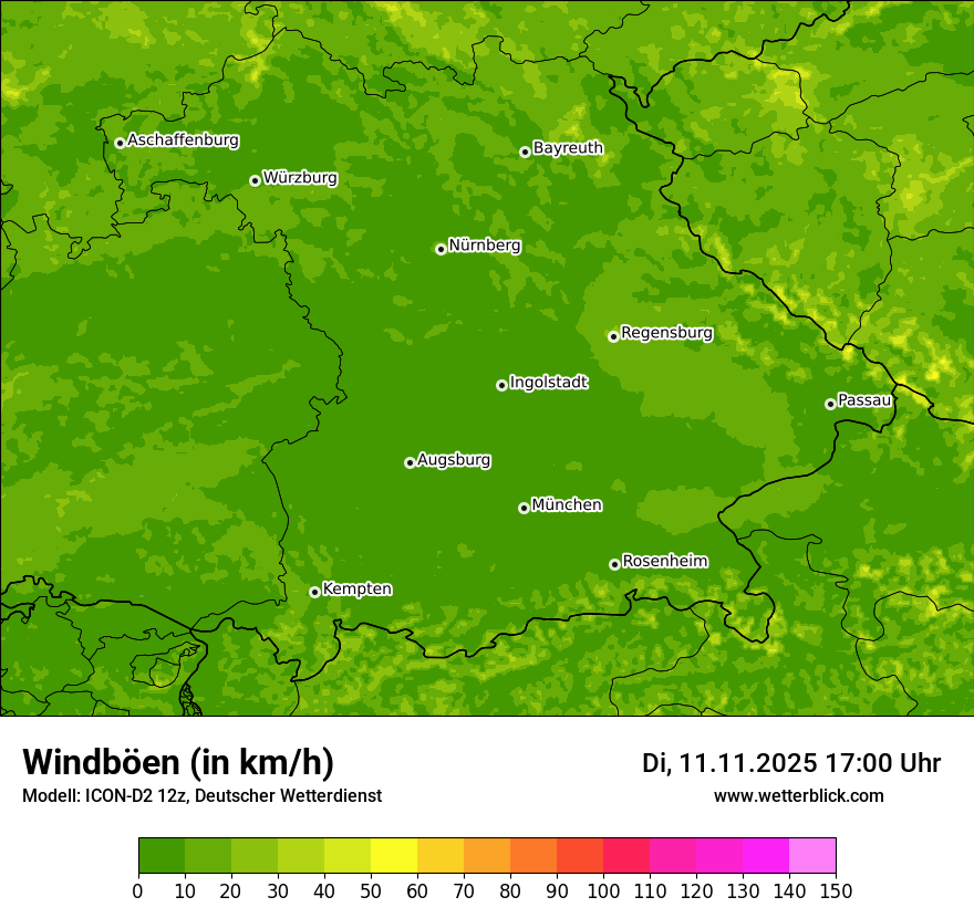 Modellkarten Windgeschwindigkeit