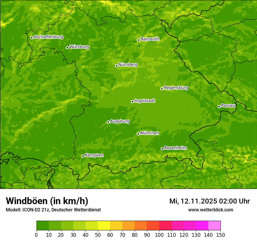 Modellkarten Windgeschwindigkeit