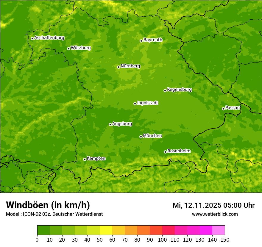 Modellkarten Windgeschwindigkeit