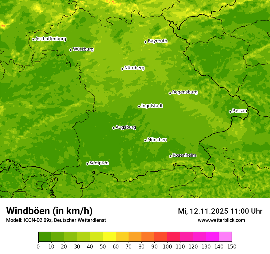 Modellkarten Windgeschwindigkeit