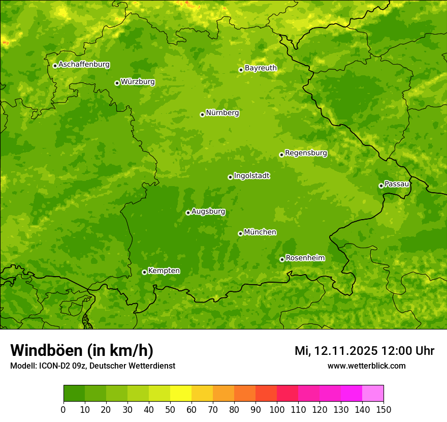 Modellkarten Windgeschwindigkeit