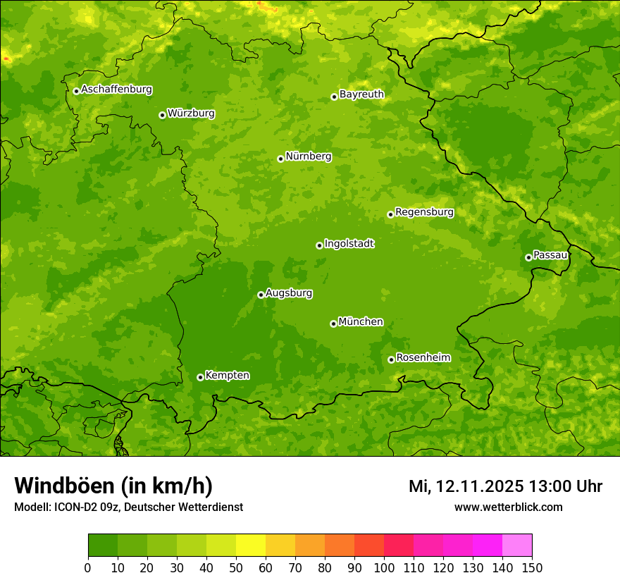 Modellkarten Windgeschwindigkeit