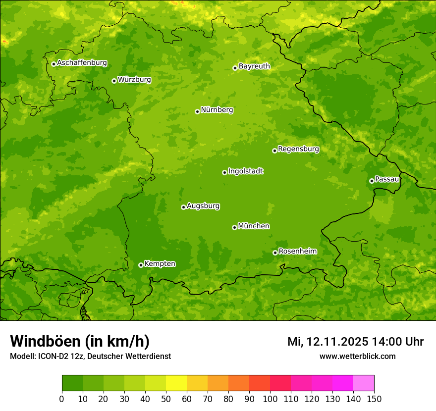 Modellkarten Windgeschwindigkeit
