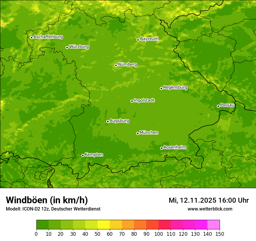 Modellkarten Windgeschwindigkeit