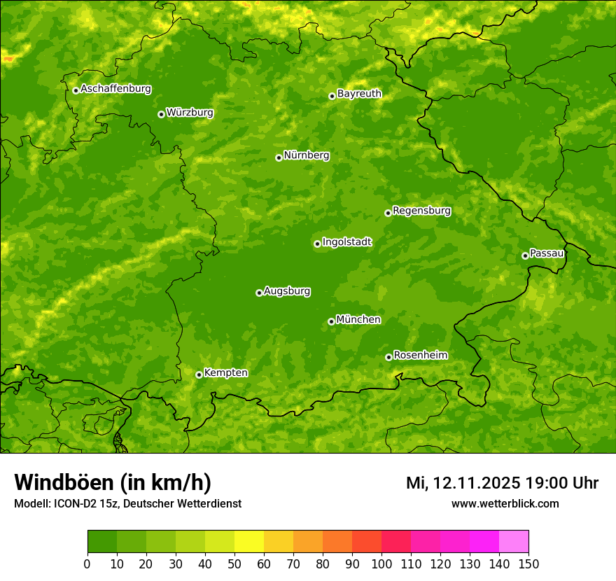 Modellkarten Windgeschwindigkeit