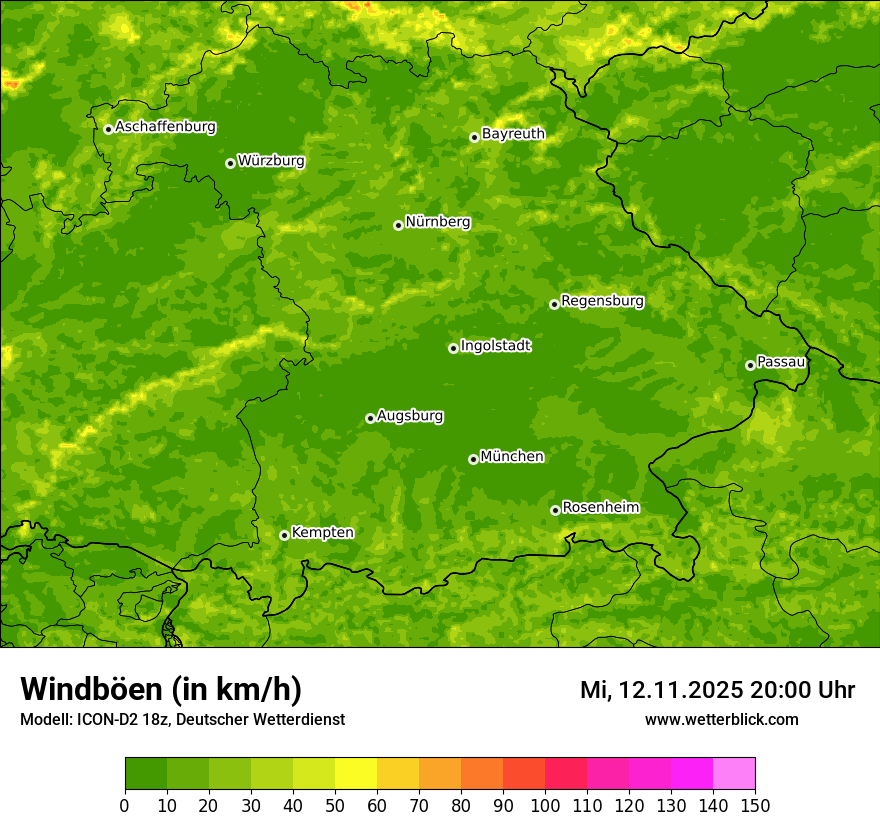 Modellkarten Windgeschwindigkeit