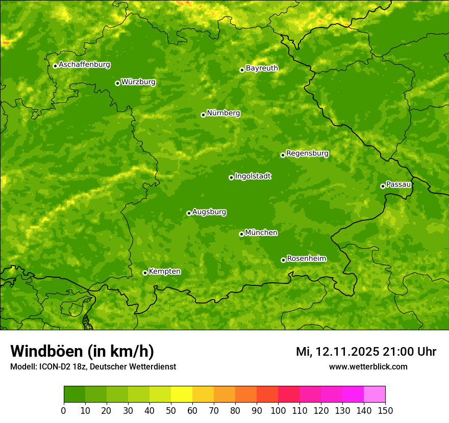 Modellkarten Windgeschwindigkeit