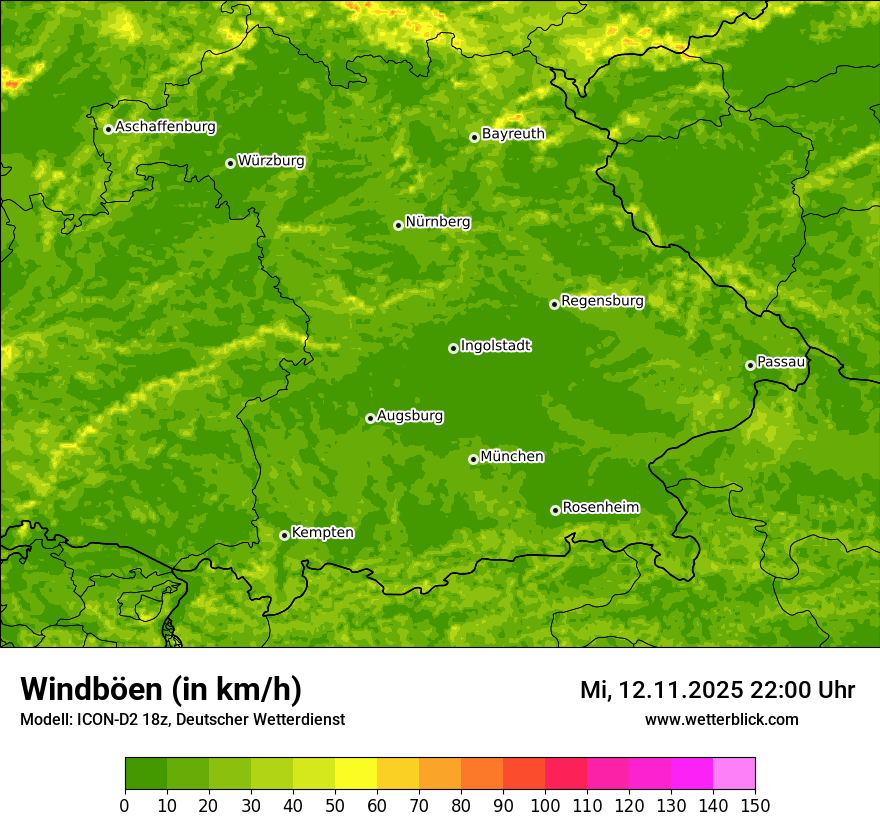 Modellkarten Windgeschwindigkeit