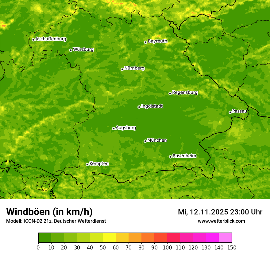 Modellkarten Windgeschwindigkeit