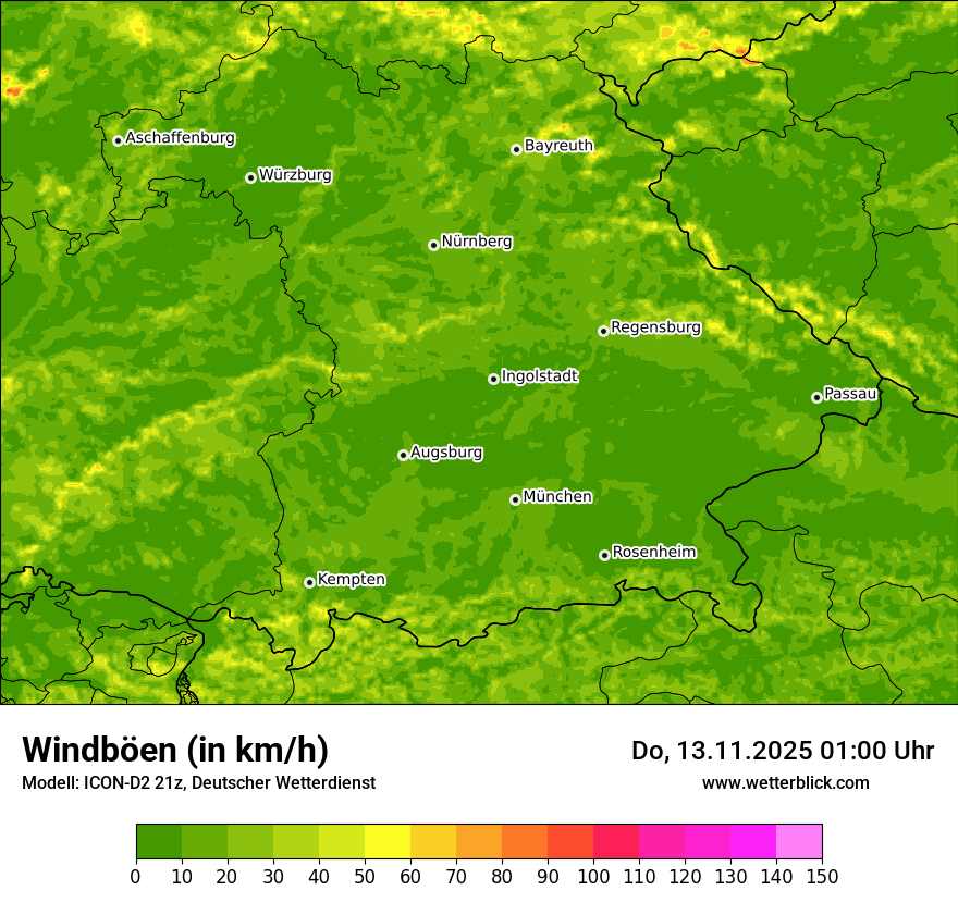 Modellkarten Windgeschwindigkeit