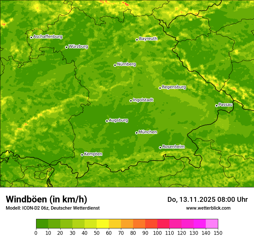 Modellkarten Windgeschwindigkeit