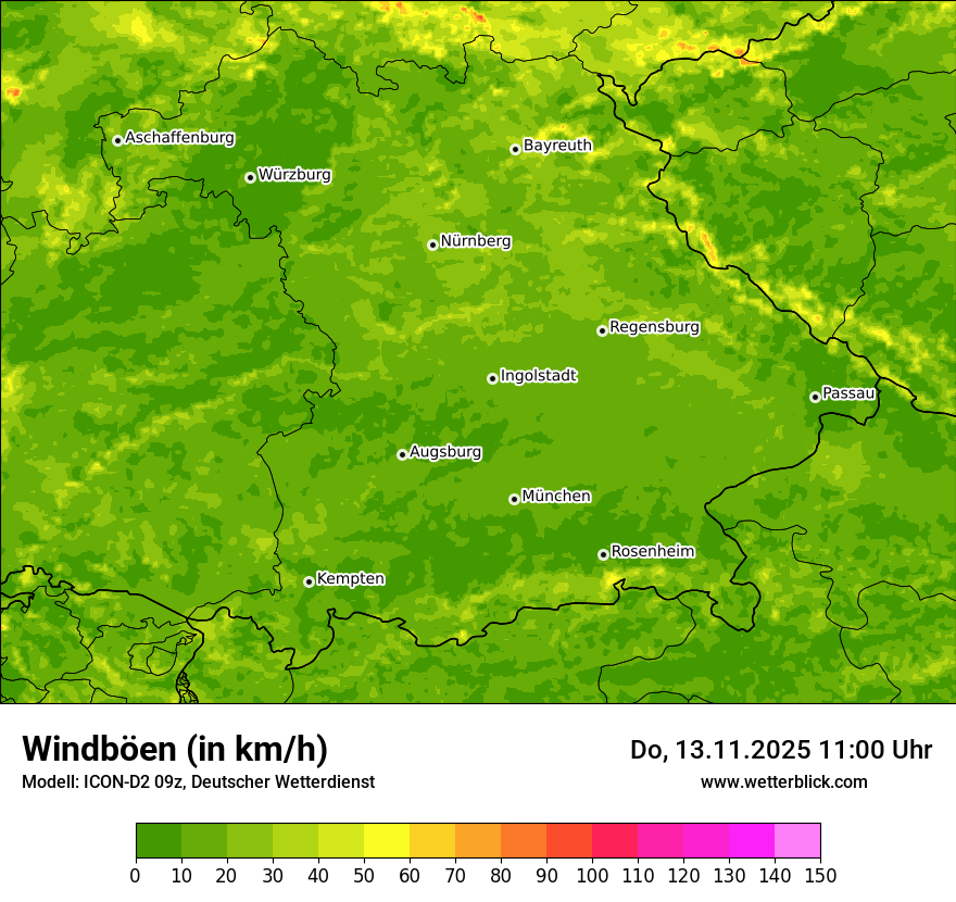 Modellkarten Windgeschwindigkeit