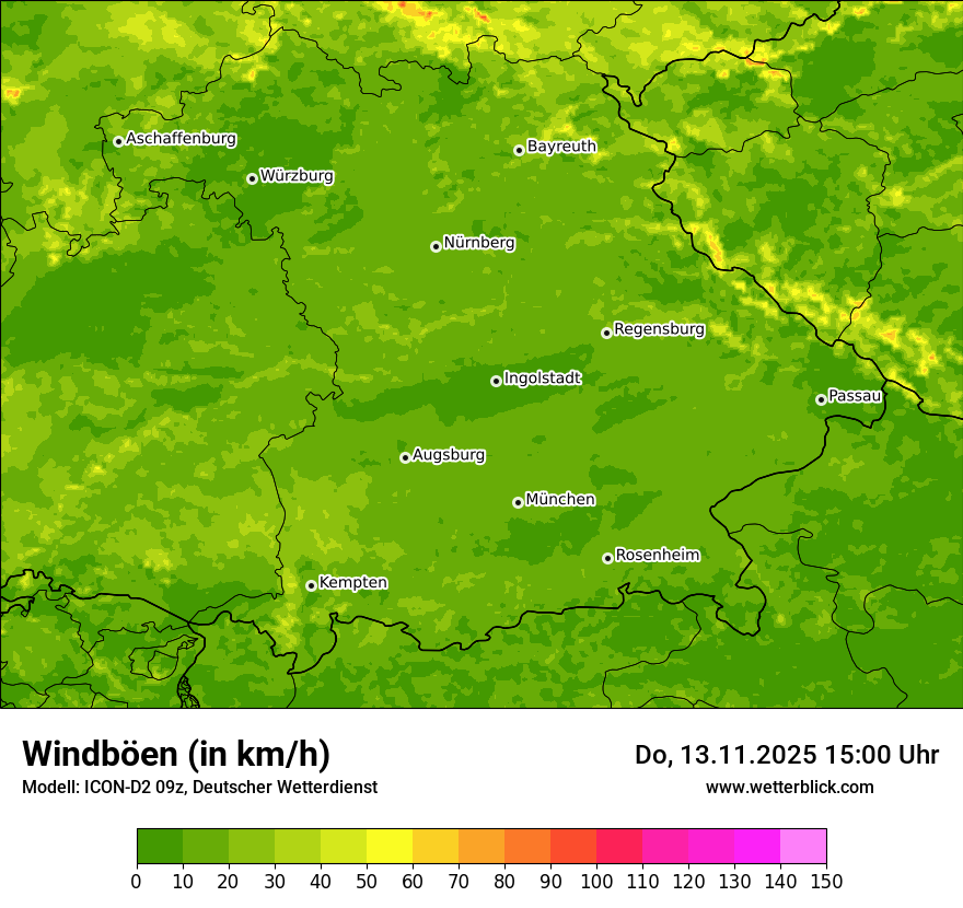 Modellkarten Windgeschwindigkeit
