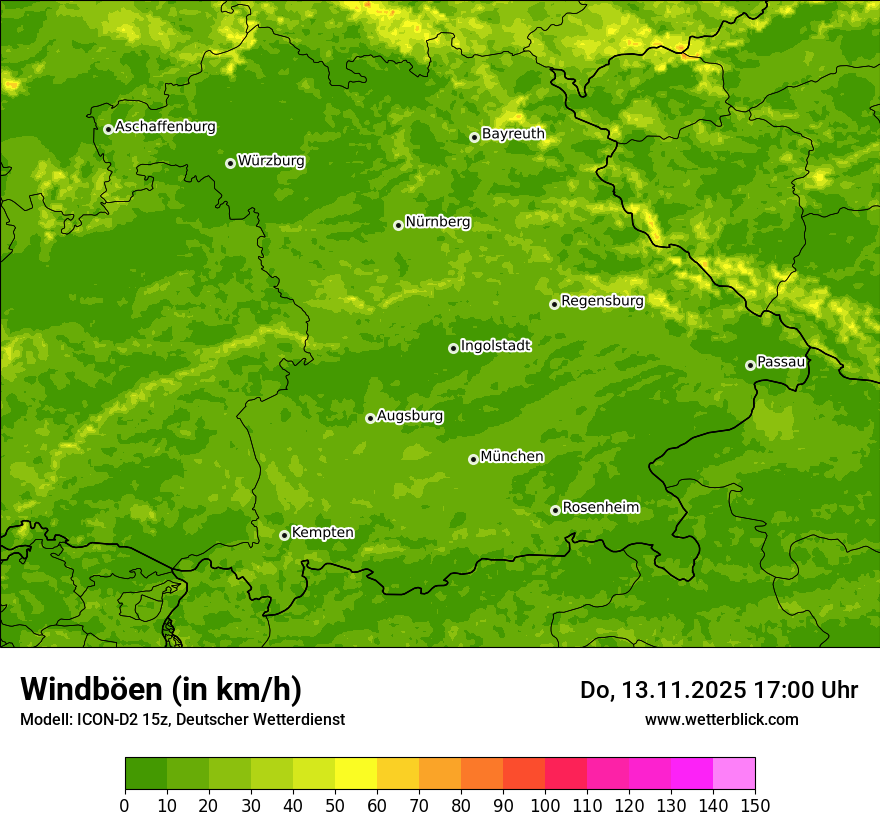 Modellkarten Windgeschwindigkeit