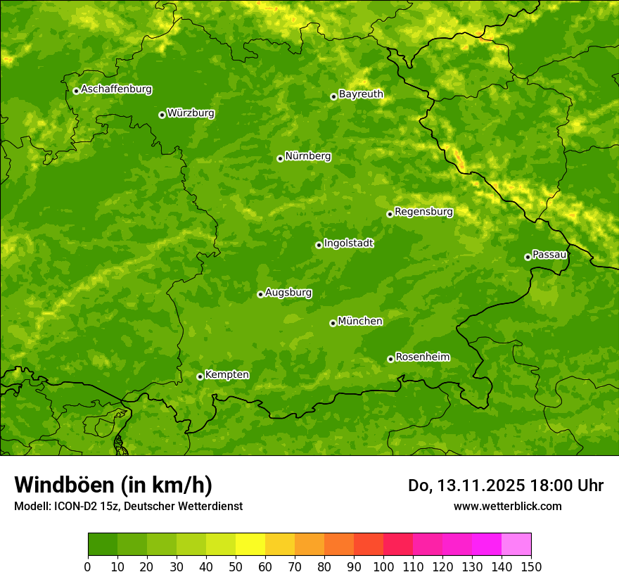 Modellkarten Windgeschwindigkeit