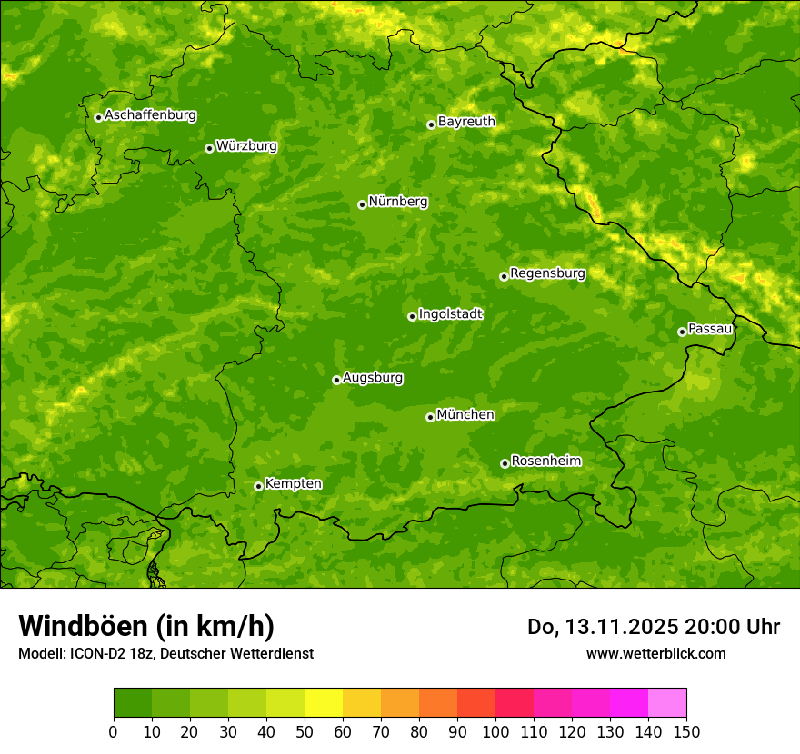 Modellkarten Windgeschwindigkeit