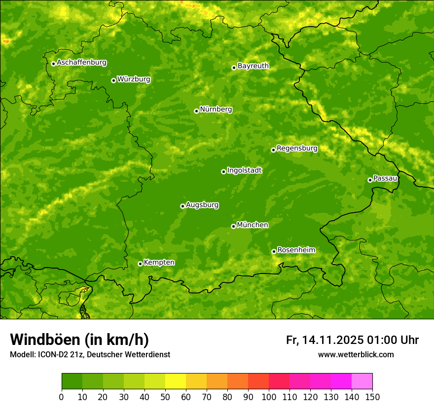 Modellkarten Windgeschwindigkeit