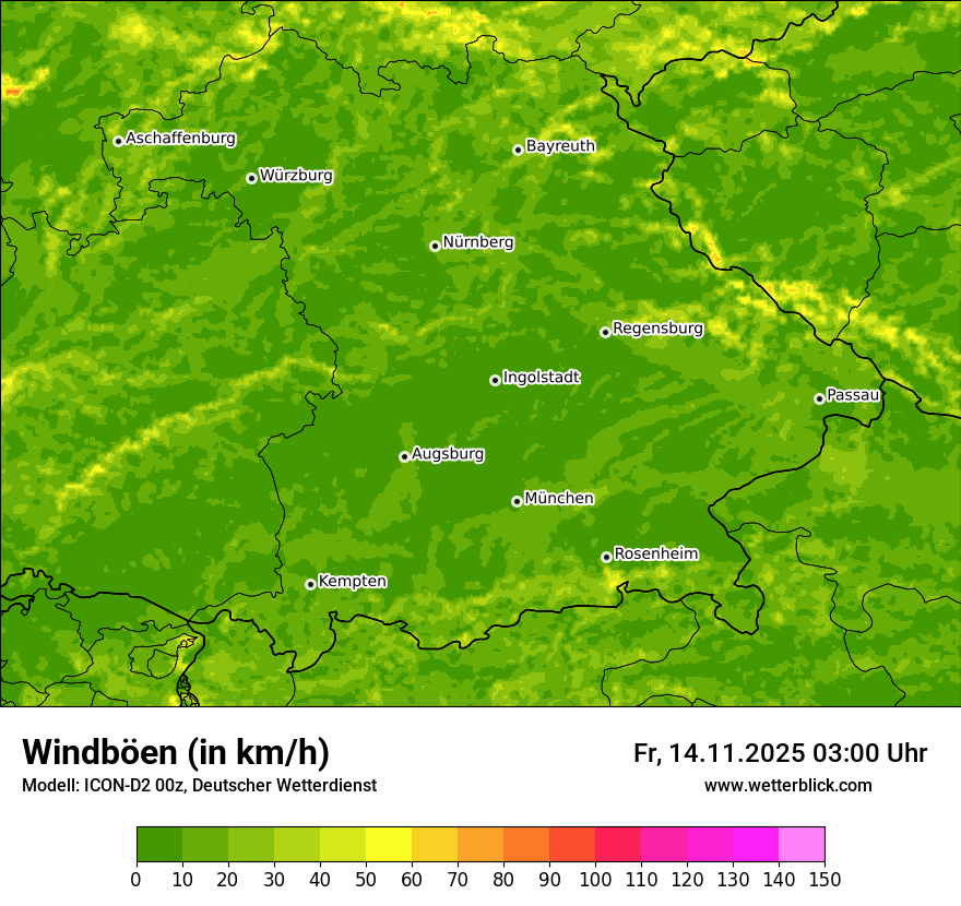 Modellkarten Windgeschwindigkeit