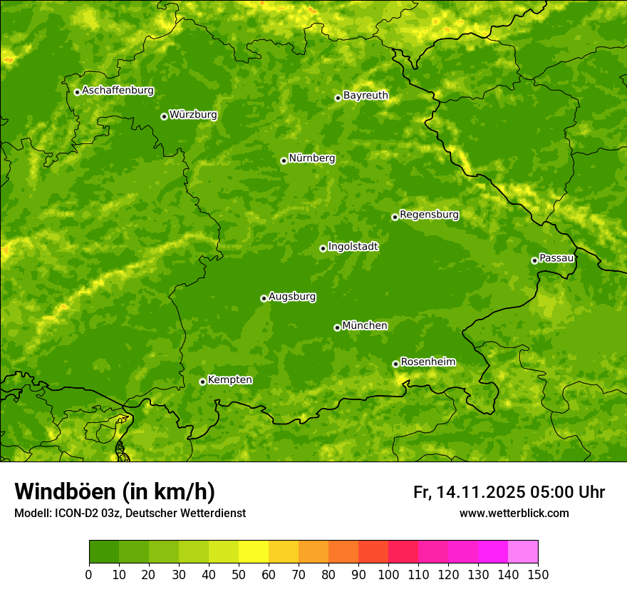 Modellkarten Windgeschwindigkeit