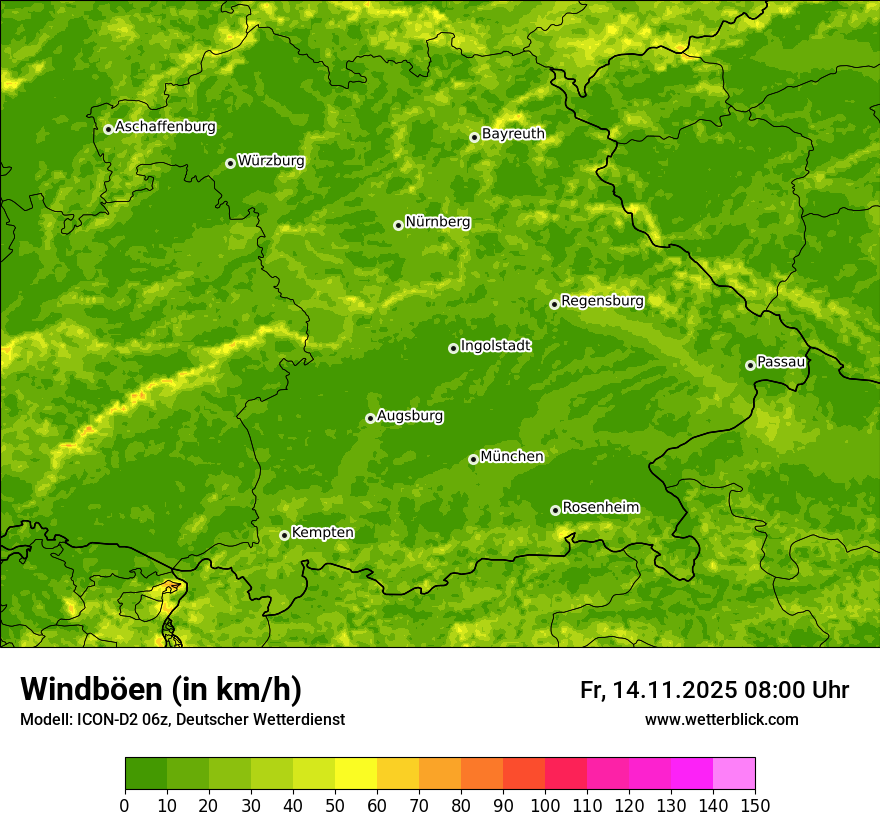 Modellkarten Windgeschwindigkeit