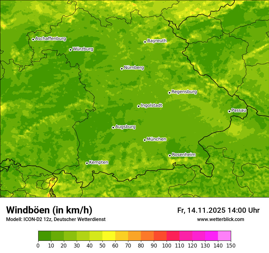 Modellkarten Windgeschwindigkeit
