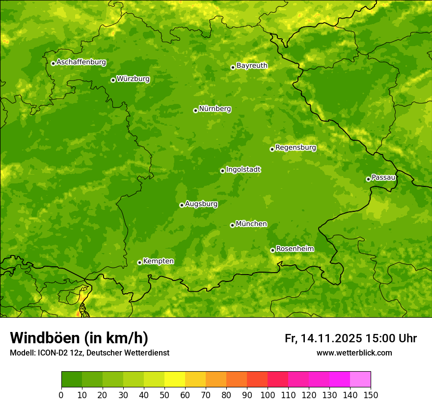 Modellkarten Windgeschwindigkeit