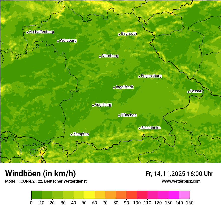 Modellkarten Windgeschwindigkeit