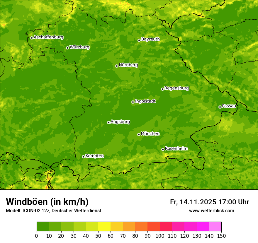 Modellkarten Windgeschwindigkeit